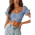 LYANER Women's Puff Short Sleeve Y2k Crop Top