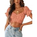 LYANER Women's Puff Short Sleeve Y2k Crop Top