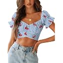 LYANER Women's Puff Short Sleeve Y2k Crop Top