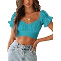 LYANER Women's Puff Short Sleeve Y2k Crop Top