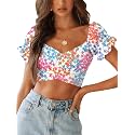 LYANER Women's Puff Short Sleeve Y2k Crop Top