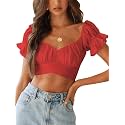LYANER Women's Puff Short Sleeve Y2k Crop Top