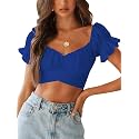 LYANER Women's Puff Short Sleeve Y2k Crop Top
