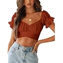 LYANER Women's Puff Short Sleeve Y2k Crop Top