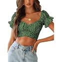 LYANER Women's Puff Short Sleeve Y2k Crop Top