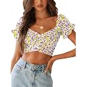 LYANER Women's Puff Short Sleeve Y2k Crop Top