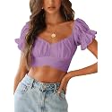 LYANER Women's Puff Short Sleeve Y2k Crop Top