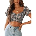 LYANER Women's Puff Short Sleeve Y2k Crop Top
