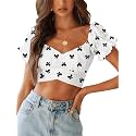 LYANER Women's Puff Short Sleeve Y2k Crop Top