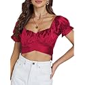 LYANER Women's Puff Short Sleeve Y2k Crop Top