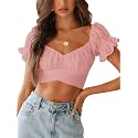 LYANER Women's Puff Short Sleeve Y2k Crop Top
