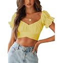 LYANER Women's Puff Short Sleeve Y2k Crop Top