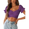 LYANER Women's Puff Short Sleeve Y2k Crop Top