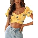 LYANER Women's Puff Short Sleeve Y2k Crop Top