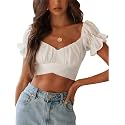 LYANER Women's Puff Short Sleeve Y2k Crop Top