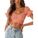 LYANER Women's Puff Short Sleeve Y2k Crop Top