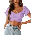 LYANER Women's Puff Short Sleeve Y2k Crop Top