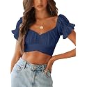 LYANER Women's Puff Short Sleeve Y2k Crop Top