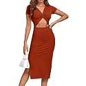 LYANER Women39s Twist Front Cut Out Split