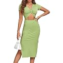 LYANER Women39s Twist Front Cut Out Split