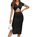 LYANER Women39s Twist Front Cut Out Split