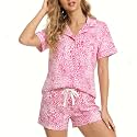 LYCY Womens Pajamas Set Floral Print, Soft Pajamas for Women Shorts Set, Summer Button Down 2 piece Women Pjs