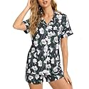 LYCY Womens Pajamas Set Floral Print, Soft Pajamas for Women Shorts Set, Summer Button Down 2 piece Women Pjs