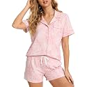 LYCY Womens Pajamas Set Floral Print, Soft Pajamas for Women Shorts Set, Summer Button Down 2 piece Women Pjs