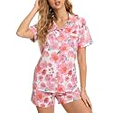 LYCY Womens Pajamas Set Floral Print, Soft Pajamas for Women Shorts Set, Summer Button Down 2 piece Women Pjs