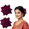 LYF5STAR Handmade Bride Purple Rose Floral Juda Pin | Elegant Rose Wedding Hair Accessories | Traditional Indian Hair Accessories for Women &amp; Girls | Pack Of 2