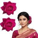LYF5STAR Handmade Bride Dark Pink Rose Floral Juda Pin | Elegant Wedding Hair Accessories for Women &amp; Girls | Traditional Indian Bridal Gajra Hairpins | Pack of 2