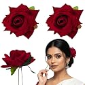LYF5STAR Handmade Bride Red Rose Floral Juda Pin | Elegant Wedding Hair Accessories for Women &amp; Girls | Traditional Indian Bridal Gajra Hairpins | Pack of 2