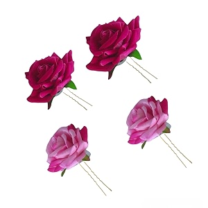 lyf5star handmade pack of 4 baby pink amp dark pink rose floral juda pin for women elegant rose wedding hair accessories traditional indian hair accessories for women amp girls pack of 4