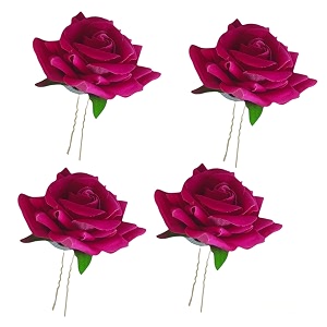 lyf5star handmade dark pink rose floral juda pin  elegant wedding hair accessories for women amp girls  traditional indian bridal gajra accessories  pack of 4