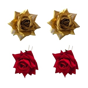 lyf5star handmade pack of 4 red rose amp golden floral juda pin for women elegant rose wedding hair accessories traditional indian hair accessories for women amp girls pack of 4