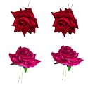 LYF5STAR Handmade PACK OF 4 Red Rose &amp; Dark Pink Floral Juda Pin For Women| Elegant Rose Wedding Hair Accessories |Traditional Indian Hair Accessories for Women &amp; Girls |Pack Of 4