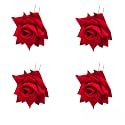 LYF5STAR Handmade Red Rose Floral Juda Pin for Women | Elegant Wedding Hair Accessories for Girls | Traditional Indian Bridal Hair Jewelry Pack of 4