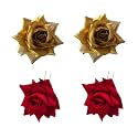 LYF5STAR Handmade PACK OF 4 Red Rose &amp; Golden Floral Juda Pin For Women| Elegant Rose Wedding Hair Accessories |Traditional Indian Hair Accessories for Women &amp; Girls |Pack Of 4