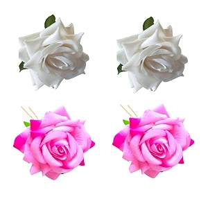 lyf5star handmade pack of 4 white amp baby pink rose floral juda pin for women elegant rose wedding hair accessories traditional indian hair accessories for women amp girls pack of 4