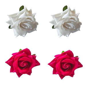 lyf5star handmade pack of 4 white amp dark pink rose floral juda pin for women elegant rose wedding hair accessories traditional indian hair accessories for women amp girls pack of 4