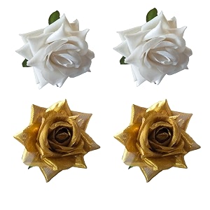 lyf5star handmade pack of 4 white amp golden rose floral juda pin for women elegant rose wedding hair accessories traditional indian hair accessories for women amp girls pack of 4