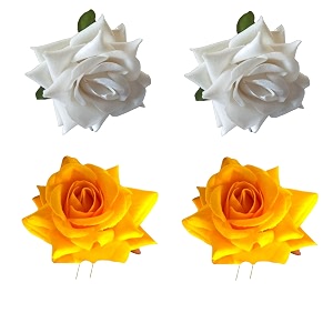 lyf5star handmade pack of 4 white amp yellow rose floral juda pin for women elegant rose wedding hair accessories traditional indian hair accessories for women amp girls pack of 4