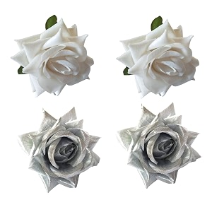 lyf5star handmade pack of 4 white amp silver rose floral juda pin for women elegant rose wedding hair accessories traditional indian hair accessories for women amp girls pack of 4
