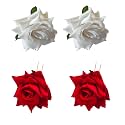 LYF5STAR Handmade PACK OF 4 White &amp; Red Rose Floral Juda Pin For Women| Elegant Rose Wedding Hair Accessories |Traditional Indian Hair Accessories for Women &amp; Girls |Pack Of 4