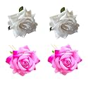 LYF5STAR Handmade PACK OF 4 White & Baby Pink Rose Floral Juda Pin For Women| Elegant Rose Wedding Hair Accessories |Traditional Indian Hair Accessories for Women & Girls |Pack Of 4