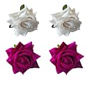 LYF5STAR Handmade PACK OF 4 White &amp; Purple Rose Floral Juda Pin For Women| Elegant Rose Wedding Hair Accessories |Traditional Indian Hair Accessories for Women &amp; Girls |Pack Of 4