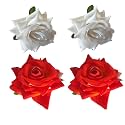 LYF5STAR Handmade PACK OF 4 White &amp; Orange Rose Floral Juda Pin For Women| Elegant Rose Wedding Hair Accessories |Traditional Indian Hair Accessories for Women &amp; Girls |Pack Of 4