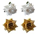 LYF5STAR Handmade PACK OF 4 White &amp; Golden Rose Floral Juda Pin For Women| Elegant Rose Wedding Hair Accessories |Traditional Indian Hair Accessories for Women &amp; Girls |Pack Of 4