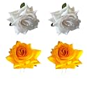 LYF5STAR Handmade PACK OF 4 White &amp; Yellow Rose Floral Juda Pin For Women| Elegant Rose Wedding Hair Accessories |Traditional Indian Hair Accessories for Women &amp; Girls |Pack Of 4