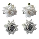 LYF5STAR Handmade PACK OF 4 White &amp; Silver Rose Floral Juda Pin For Women| Elegant Rose Wedding Hair Accessories |Traditional Indian Hair Accessories for Women &amp; Girls |Pack Of 4